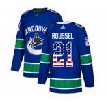 Adidas Vancouver Canucks #21 Antoine Roussel Authentic Blue USA Flag Fashion NHL Jersey