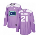 Adidas Vancouver Canucks #21 Antoine Roussel Authentic Purple Fights Cancer Practice NHL Jersey