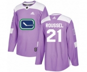 Adidas Vancouver Canucks #21 Antoine Roussel Authentic Purple Fights Cancer Practice NHL Jersey