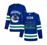 Adidas Vancouver Canucks #22 Daniel Sedin Authentic Blue Drift Fashion NHL Jersey