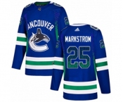 Adidas Vancouver Canucks #25 Jacob Markstrom Authentic Blue Drift Fashion NHL Jersey