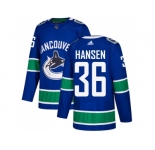 Adidas Vancouver Canucks #36 Jannik Hansen Blue Home Authentic Stitched NHL Jers