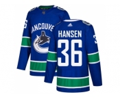 Adidas Vancouver Canucks #36 Jannik Hansen Blue Home Authentic Stitched NHL Jers
