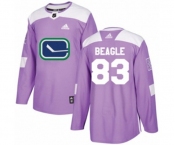 Adidas Vancouver Canucks #83 Jay Beagle Authentic Purple Fights Cancer Practice NHL Jersey