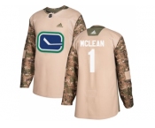 Men Adidas Vancouver Canucks #1 Kirk Mclean Camo Authentic 2017 Veterans Day Stitched NHL Jersey