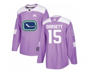Men Adidas Vancouver Canucks #15 Derek Dorsett Purple Authentic Fights Cancer Stitched NHL Jersey