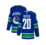 Men Adidas Vancouver Canucks #20 Brandon Sutter Blue Home Authentic Stitched NHL Jersey