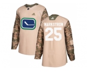 Men Adidas Vancouver Canucks #25 Jacob Markstrom Camo Authentic 2017 Veterans Day Stitched NHL Jersey