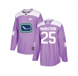 Men Adidas Vancouver Canucks #25 Jacob Markstrom Purple Authentic Fights Cancer Stitched NHL Jersey