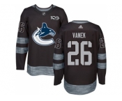 Men Adidas Vancouver Canucks #26 Thomas Vanek Black 1917-2017 100th Anniversary Stitched NHL Jersey