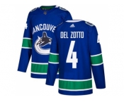 Men Adidas Vancouver Canucks #4 Michael Del Zotto Blue Home Authentic Stitched NHL Jersey