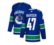 Men Adidas Vancouver Canucks #47 Sven Baertschi Blue Home Authentic Stitched NHL Jersey