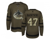 Men Adidas Vancouver Canucks #47 Sven Baertschi Green Salute to Service Stitched NHL Jersey