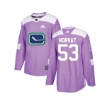 Men Adidas Vancouver Canucks #53 Bo Horvat Purple Authentic Fights Cancer Stitched NHL Jersey
