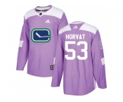 Men Adidas Vancouver Canucks #53 Bo Horvat Purple Authentic Fights Cancer Stitched NHL Jersey