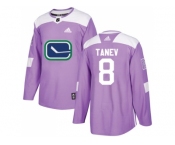 Men Adidas Vancouver Canucks #8 Christopher Tanev Purple Authentic Fights Cancer Stitched NHL Jersey