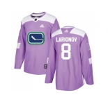 Men Adidas Vancouver Canucks #8 Igor Larionov Purple Authentic Fights Cancer Stitched NHL Jersey