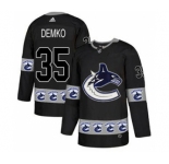 Men's Canucks #35 Thatcher Demko Black Authentic Team Logo Fashion Stitched Hockey Jersey