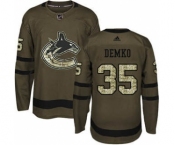 Men's Canucks #35 Thatcher Demko Green Salute to Service Stitched Hockey Jersey