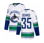 Men's Canucks #35 Thatcher Demko White Road Authentic Stitched Hockey Jersey