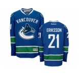Men's Reebok Vancouver Canucks #21 Loui Eriksson Authentic Navy Blue Home NHL Jersey