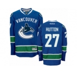 Men's Reebok Vancouver Canucks #27 Ben Hutton Authentic Navy Blue Home NHL Jersey
