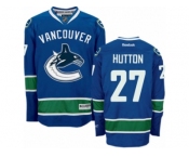 Men's Reebok Vancouver Canucks #27 Ben Hutton Authentic Navy Blue Home NHL Jersey