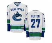 Men's Reebok Vancouver Canucks #27 Ben Hutton Authentic White Away NHL Jersey