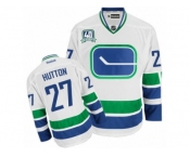 Men's Reebok Vancouver Canucks #27 Ben Hutton Authentic White Third 40TH Patch NHL Jersey