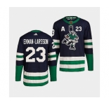 Men's Vancouver Canucks #23 Oliver Ekman-Larsson Navy 2022 Reverse Retro Stitched Jersey