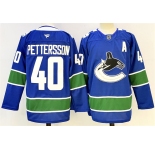 Men's Vancouver Canucks #40 Elias Pettersson Royal 2024-25 With A Patch Home Stitched Hockey Jersey