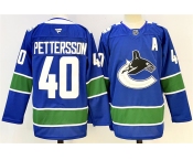 Men's Vancouver Canucks #40 Elias Pettersson Royal 2024-25 With A Patch Home Stitched Hockey Jersey