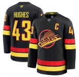 Men's Vancouver Canucks #43 Quinn Hughes Black 2024-25 Alternate Stitched Hockey Jersey