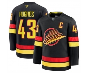 Men's Vancouver Canucks #43 Quinn Hughes Black 2024-25 Alternate Stitched Hockey Jersey