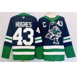 Men's Vancouver Canucks #43 Quinn Hughes Navy 2024 Reverse Retro Stitched Jersey