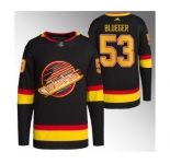 Men's Vancouver Canucks #53 Teddy Blueger Black Retro Stitched Jersey