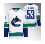 Men's Vancouver Canucks #53 Teddy Blueger White Retro Stitched Jersey