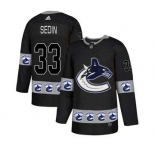 Vancouver Canucks #33 Henrik Sedin Black Team Logos Fashion Jersey