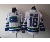 nhl jerseys vancouver canucks #16 linden white[3rd 40th C patch]