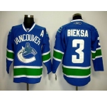 nhl jerseys vancouver canucks #3 bieksa blue