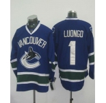 nhl vancouver canucks #1 luongo blue