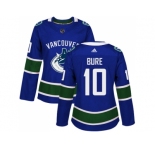 Women Adidas Vancouver Canucks #10 Pavel Bure Blue Home Authentic Stitched NHL Jersey