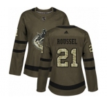 Women Adidas Vancouver Canucks #21 Antoine Roussel Authentic Green Salute to Service NHL Jersey