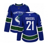 Women Adidas Vancouver Canucks #21 Antoine Roussel Premier Blue Home NHL Jersey