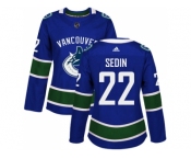 Women Adidas Vancouver Canucks #22 Daniel Sedin Blue Home Authentic Stitched NHL Jersey