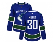 Women Adidas Vancouver Canucks #30 Ryan Miller Blue Home Authentic Stitched NHL Jersey