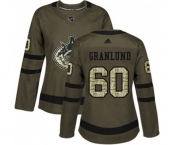 Women Adidas Vancouver Canucks #60 Markus Granlund Authentic Green Salute to Service NHL Jersey