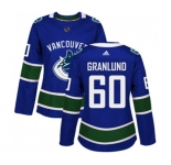 Women Adidas Vancouver Canucks #60 Markus Granlund Premier Blue Home NHL Jersey