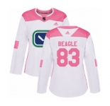 Women Adidas Vancouver Canucks #83 Jay Beagle Authentic White Pink Fashion NHL Jersey