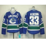 women nhl jerseys vancouver canucks #33 h.sedin blue
